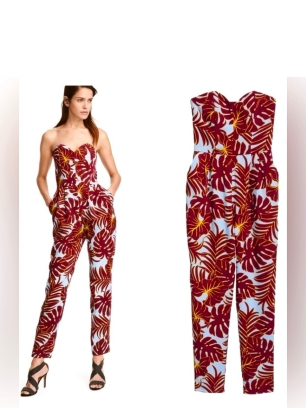 🆕#13~ H&M Conscious Strapless
Tropical Jumpsuit, Size 8